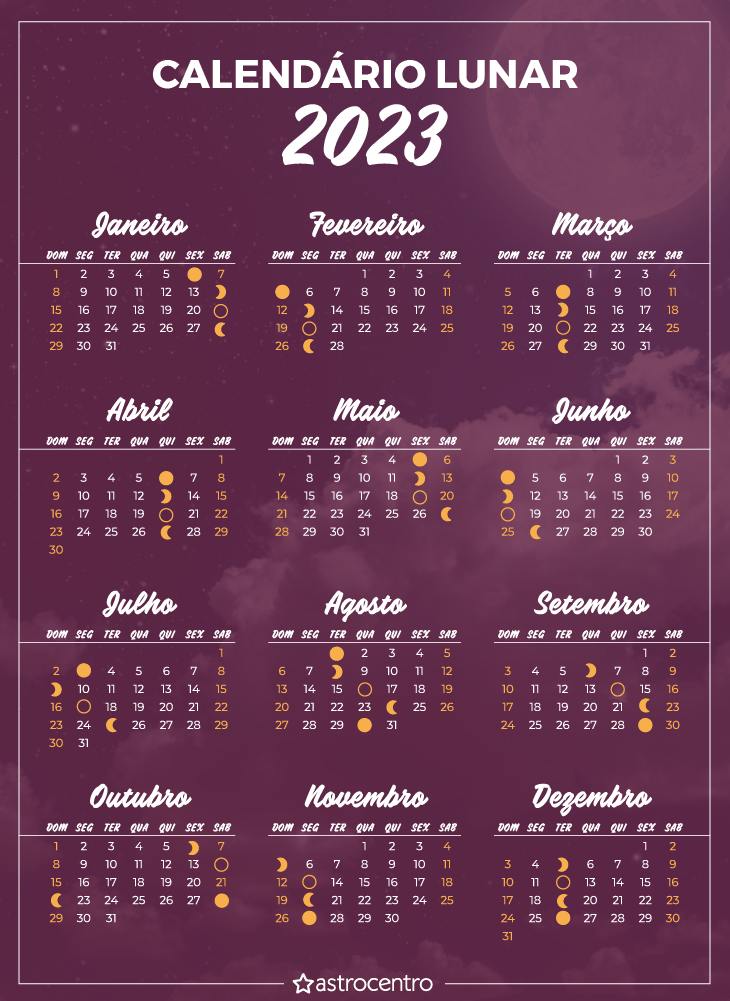 CALENDÁRIO AGOSTO 2023 COM FERIADOS E LUAS 