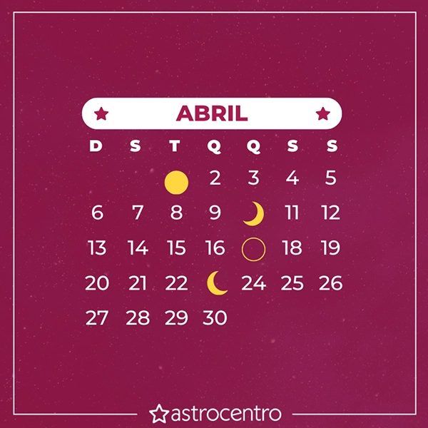 Calendário lunar de abril 2026