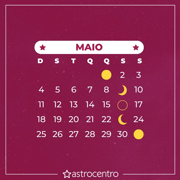 Calendário lunar de maio 2026