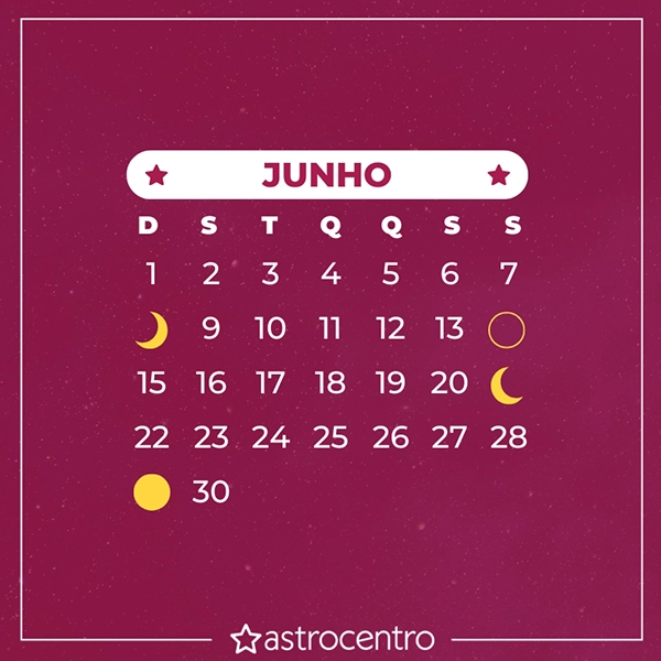 Calendário lunar de junho 2026