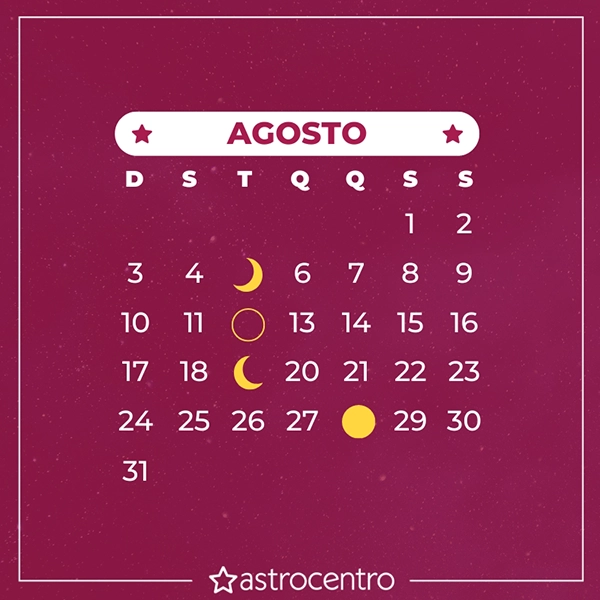 Calendário lunar de agosto 2026