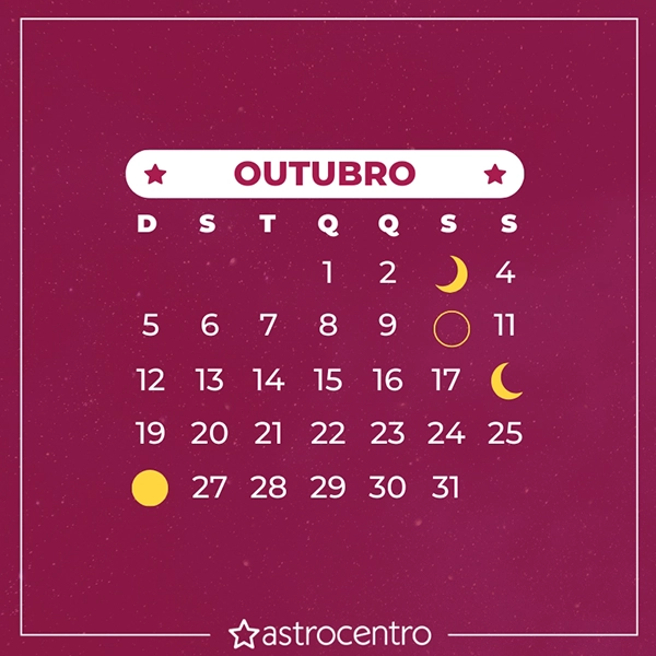 Calendário lunar de outubro 2026
