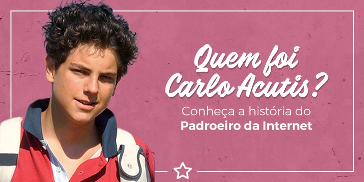 "Quem foi Carlo Acutis? Conheça a história do 'Padroeiro da Internet'" + retrato artístico ou foto real de Carlo Acutis (jovem, roupas modernas)